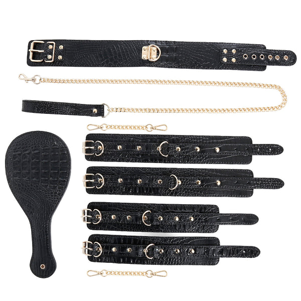 Komplettes BDSM Bondage Set aus PU-Leder
