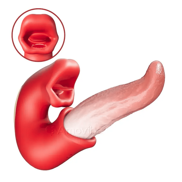 3 in 1 Dildo Vibrator - mit G-Punkt, Klitoris und Zunge, wasserfest