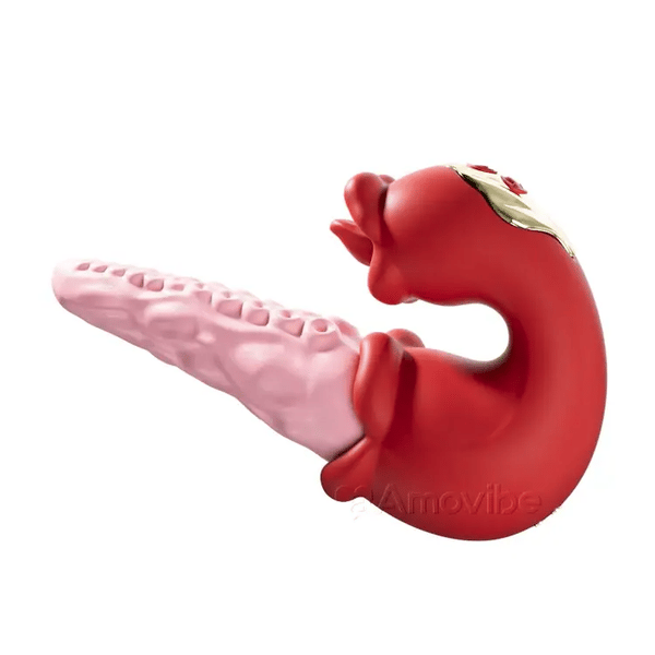 2-in-1 Oktopus-Vibrator mit Zungenreizung - 10 Vibrationsmodi