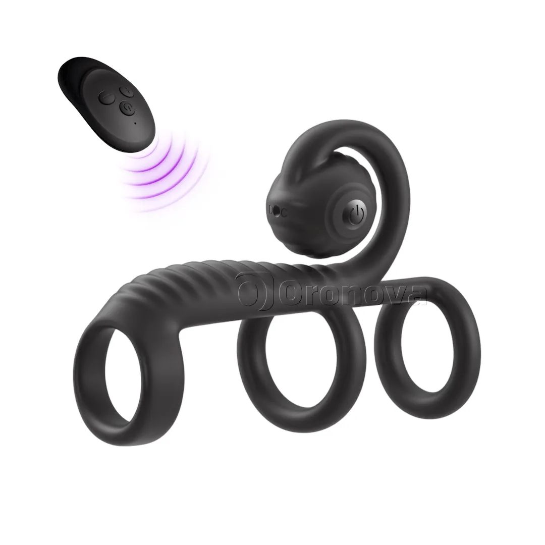 DREI-RING-DESIGN · DUALE VIBRATION · KABELLOSE FERNBEDIENUNG · RUNDER VIBRATIONSKOPF