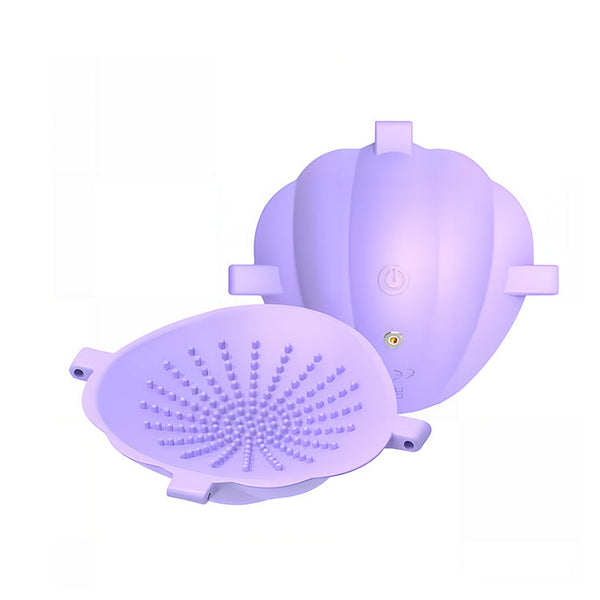 Tragbarer Noppen-Vibrator im Muscheldesign mit App-Steuerung und verstellbaren Riemen