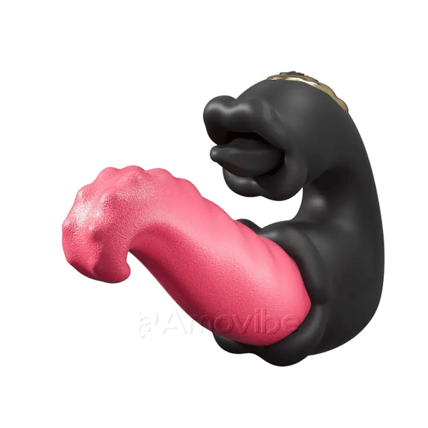 Stoßender und leckender G-Punkt-Vibrator mit Dual-Rosen-Design