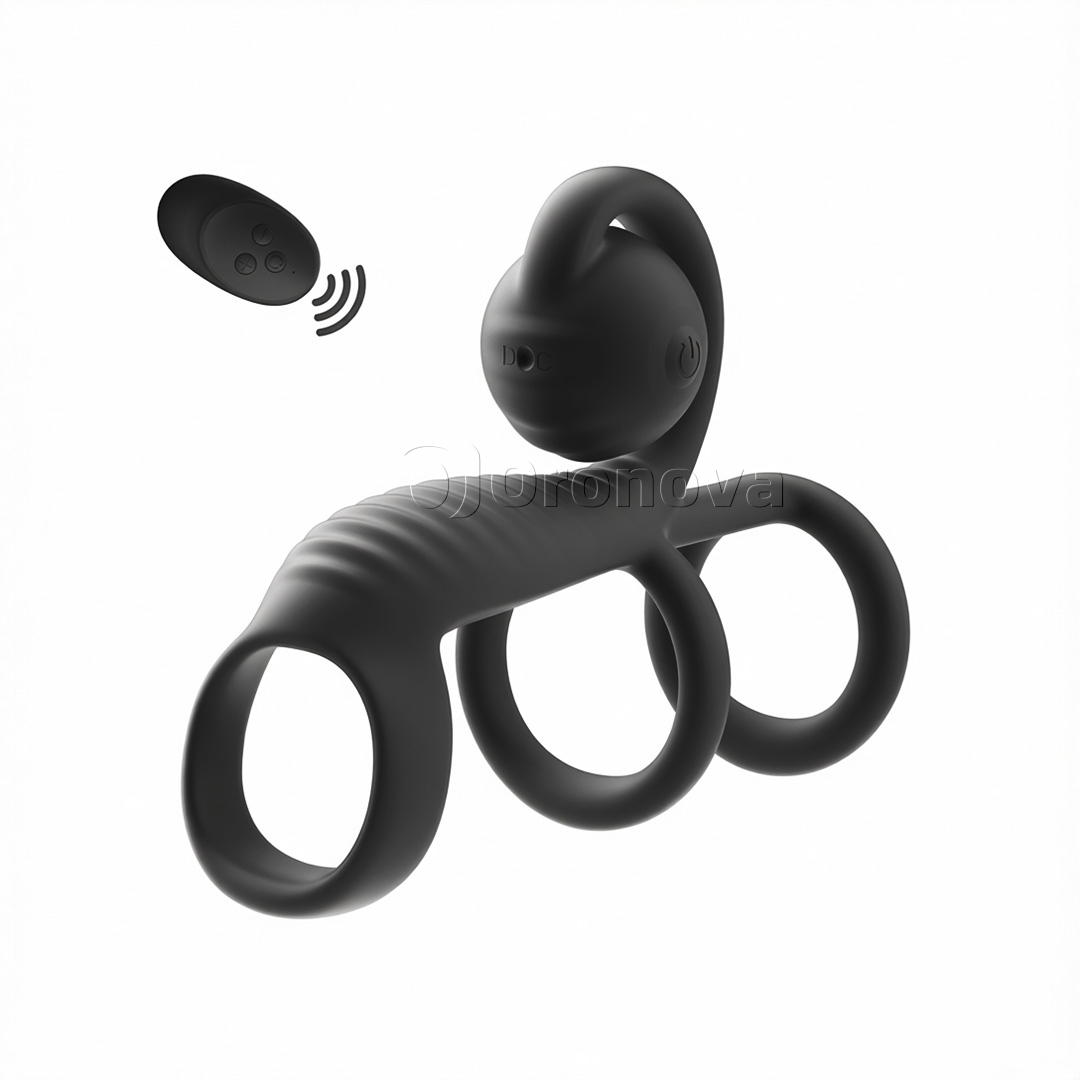 DREI-RING-DESIGN · DUALE VIBRATION · KABELLOSE FERNBEDIENUNG · RUNDER VIBRATIONSKOPF