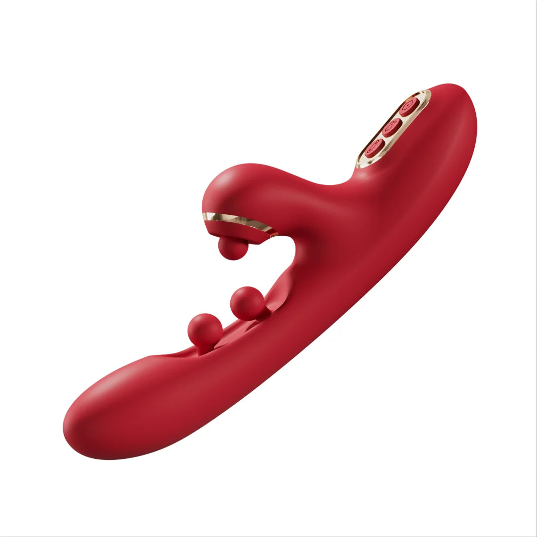 3-in-1 Vibrationsstab mit Doppelkugel-Kneiffunktion und rhythmischem Klopfen | 3 Funktionen, separat steuerbar