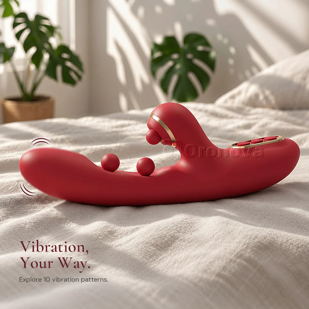 3-in-1 Vibrationsstab mit Doppelkugel-Kneiffunktion und rhythmischem Klopfen | 3 Funktionen, separat steuerbar