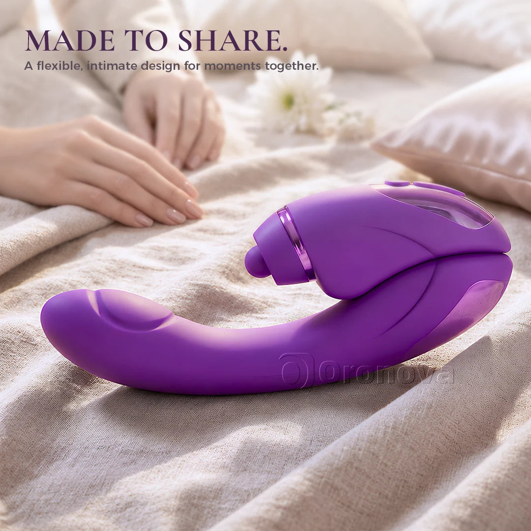 2-in-1 Vibrator mit 10 Vibrationsmodi, 10 Klopfmodi und 4 austauschbaren Aufsätzen