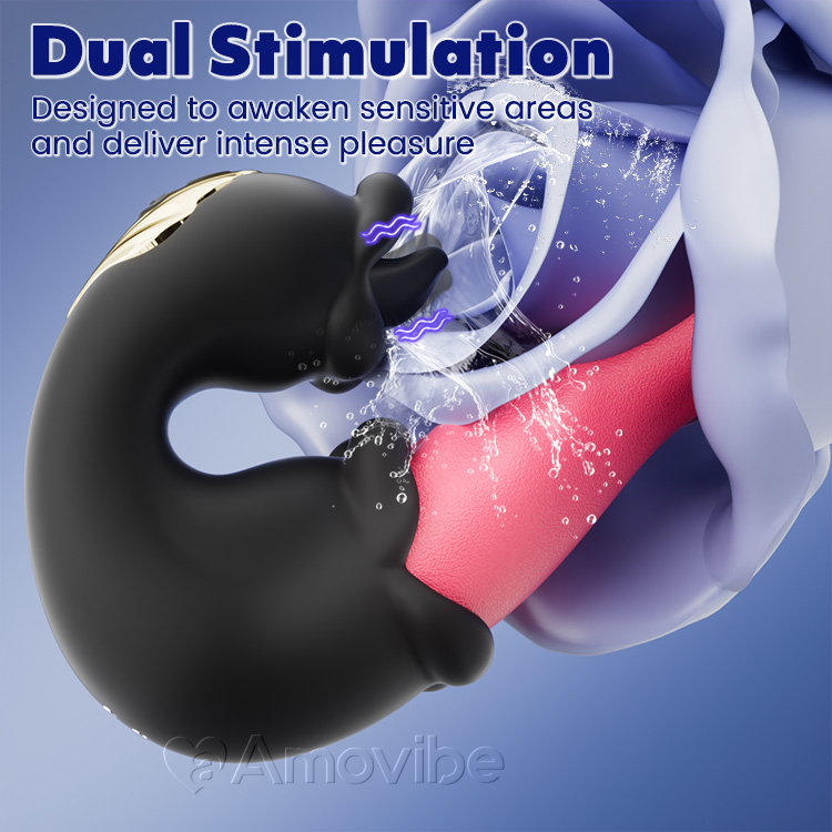 Stoßender und leckender G-Punkt-Vibrator mit Dual-Rosen-Design