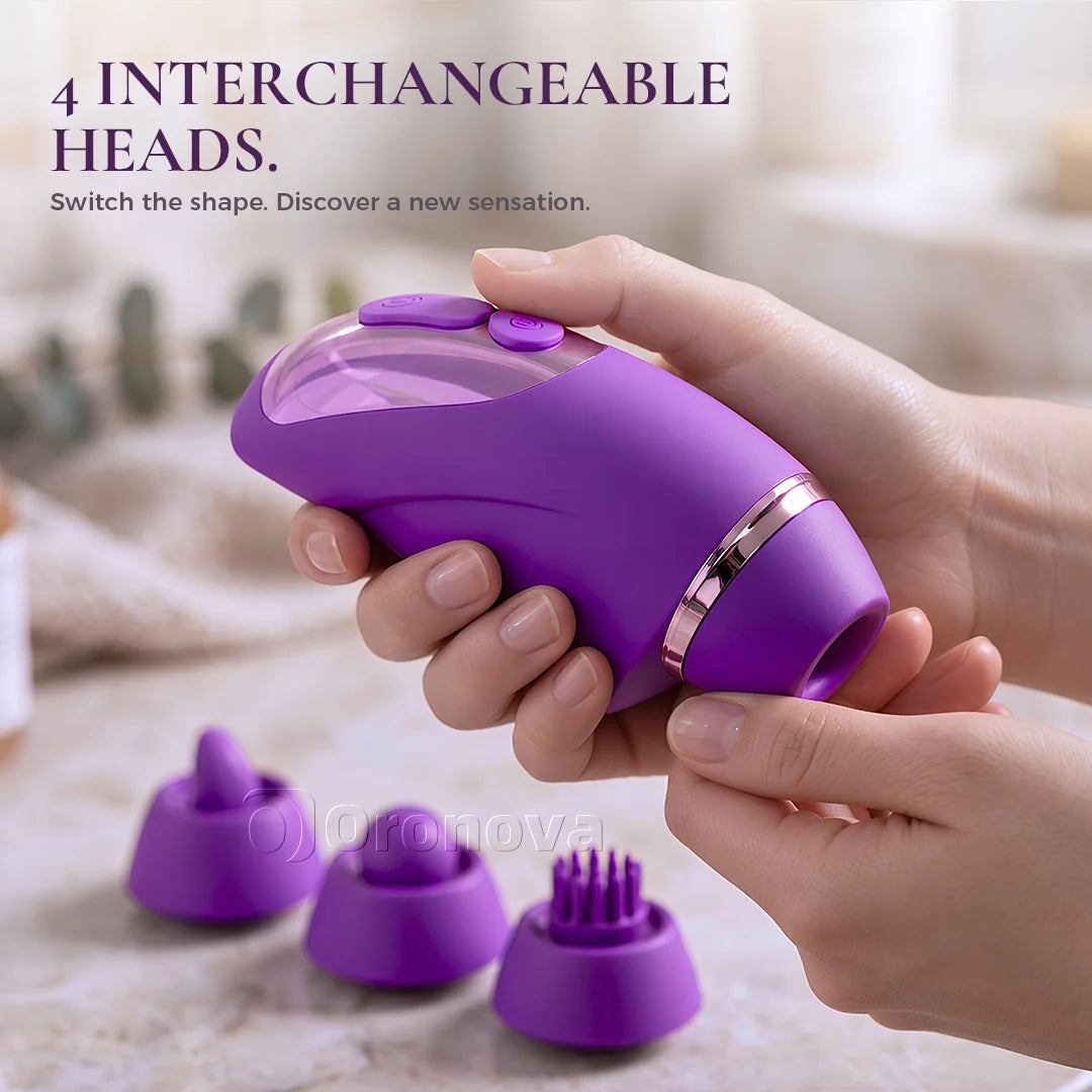 2-in-1 Vibrator mit 10 Vibrationsmodi, 10 Klopfmodi und 4 austauschbaren Aufsätzen