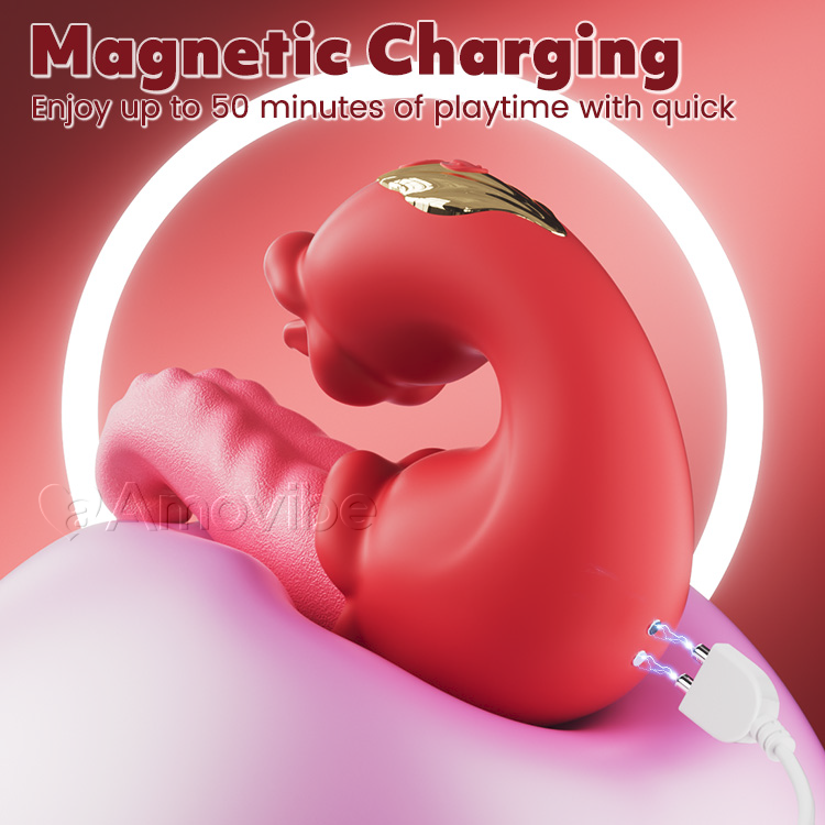 Dual Rosen Stopf G Punkt Vibrator mit Zungenlecken & Vibration