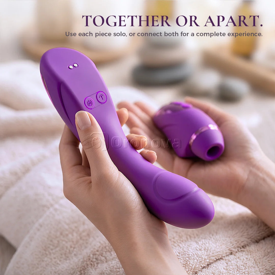 2-in-1 Vibrator mit 10 Vibrationsmodi, 10 Klopfmodi und 4 austauschbaren Aufsätzen