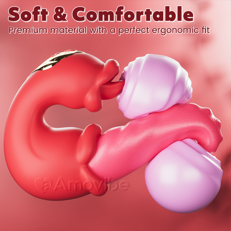 Dual Rosen Stopf G Punkt Vibrator mit Zungenlecken & Vibration