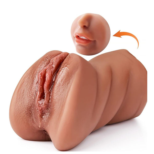 Realistischer 6,9-Zoll fleischfarbener 3-in-1-Masturbator mit Taschenvagina