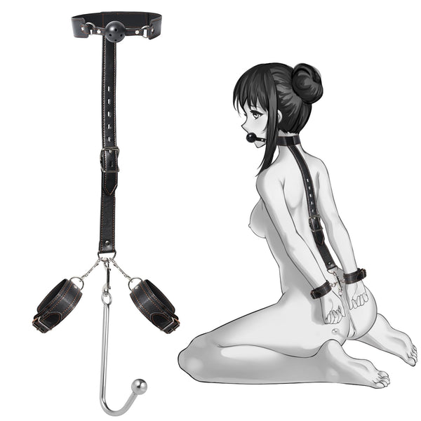 Vollständiges BDSM-Bondage-Set – Robustes Ball-Gag, Lederhalsband und Handfesseln
