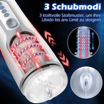 Rhexia - 10 Stoßen Masturbator mit 360° drehbare Massageperlen und Realistischer Vaginalmund